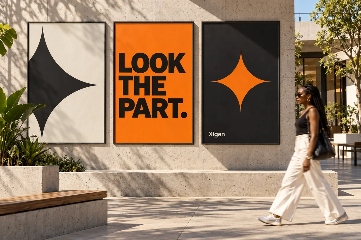 Xigen orange brand manual and corporate stationery