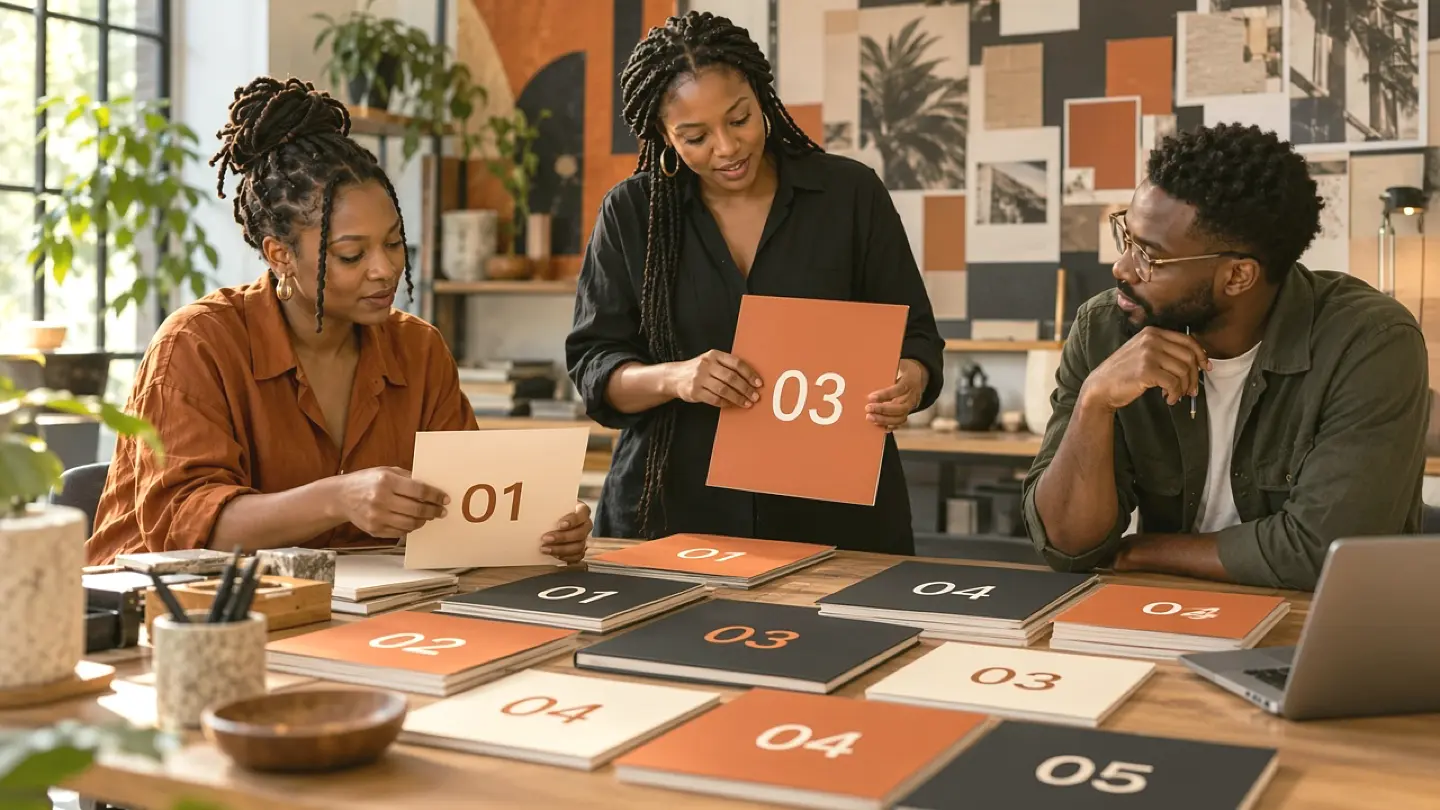 Illustrative African web designer and business owner reviewing a website across devices