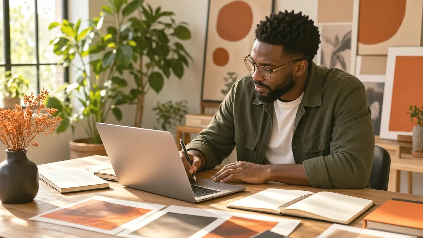 Illustrative African creative team shaping a brand direction together